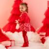 Picture of Little A Baby Girls Little Bows Kerry Diamante Bow Tights - Vibrant Red