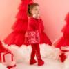Picture of Little A Baby Girls Little Bows Kacey Check Frill Romper - Vibrant Red