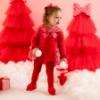Picture of Little A Baby Girls Little Bows Kacey Check Frill Romper - Vibrant Red