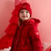 Picture of Little A Baby Girls Little Bows Kaia Heart Embroidery Puff Hooded Jacket - Vibrant Red