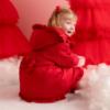 Picture of Little A Baby Girls Little Bows Kaia Heart Embroidery Puff Hooded Jacket - Vibrant Red