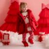 Picture of Little A Baby Girls Little Bows Kaia Heart Embroidery Puff Hooded Jacket - Vibrant Red