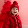 Picture of Little A Baby Girls Little Bows Kamila Knitted Lurex Pom Pom Hat - Vibrant Red