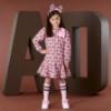 Picture of A Dee Initial Icon Maisie Initial Print Bow Dress - Chocolate Brown