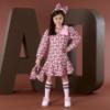 Picture of A Dee Initial Icon Maisie Initial Print Bow Dress - Chocolate Brown