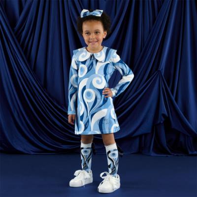 Picture of A Dee Twilight Twirls Nora Swirl Print Jersey Dress - Powder Blue