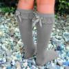 Picture of Meia Pata Knee Socks With Lace & Satin Bow - Grey