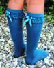 Picture of Meia Pata Knee Socks With Lace & Satin Bow - Red