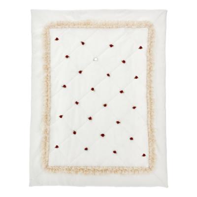 Picture of Monnalisa Bebe Girls Rosebud & Lace Blanket - Ivory Red