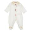 Picture of Monnalisa Bebe Girls Rosebud & Lace Collar Babygrow - Ivory Red