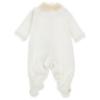Picture of Monnalisa Bebe Girls Rosebud & Lace Collar Babygrow - Ivory Red