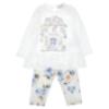 Picture of Monnalisa Bebe Girls Bear House Top & Leggings Set X 2 - Ivory Blue
