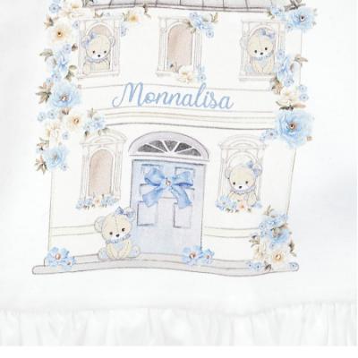 Picture of Monnalisa Bebe Girls Bear House Top & Leggings Set X 2 - Ivory Blue