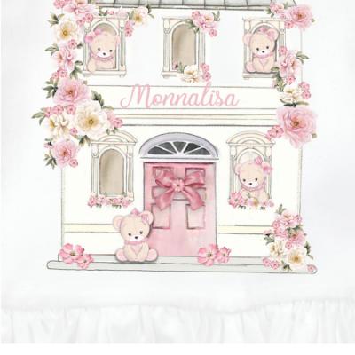 Picture of Monnalisa Bebe Girls Bear House Top & Leggings Set X 2 - Ivory Pink