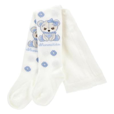 Picture of Monnalisa Bebe Girls Bear Tights - Ivory Blue