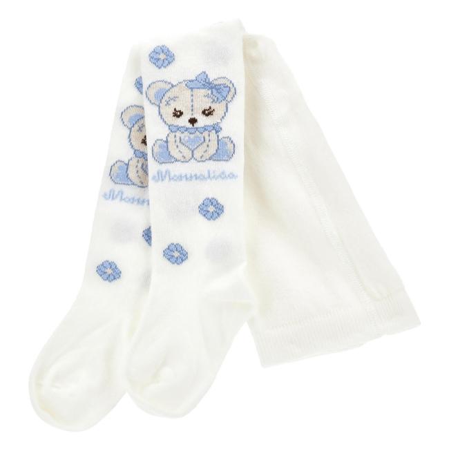 Picture of Monnalisa Bebe Girls Bear Tights - Ivory Blue