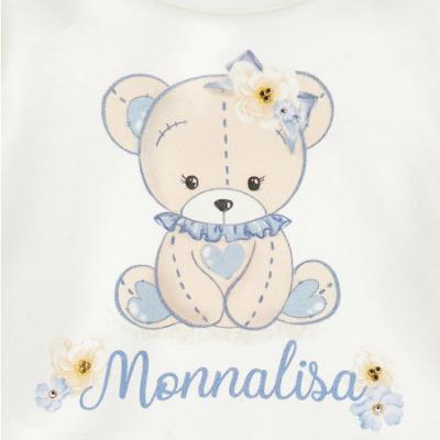 Picture of Monnalisa Bebe Girls Bear Tights - Ivory Blue