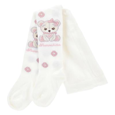 Picture of Monnalisa Bebe Girls Bear Tights - Ivory Pink