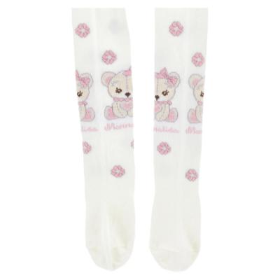 Picture of Monnalisa Bebe Girls Bear Tights - Ivory Pink