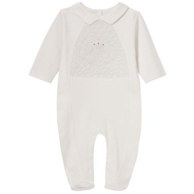 Picture of Sofija Baby Bambini Collection Babygrow With Collar & Tulle Headband Set X 2- Ivory