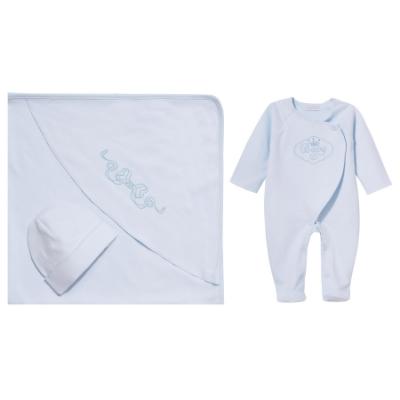 Picture of Sofija Baby Bambini Collection Babygrow Hat & Swaddle Set X 3 - Blue