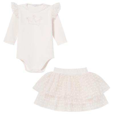 Picture of Sofija Baby Sabrina Collection Bodysuit & Tulle Heart Skirt & Headband Set x 3 - Ivory