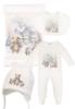 Picture of Jamiks Kids Baby Boys Homero Teddy Babygrow Hat Swaddle Bib Velour Set X 4 - Ivory Pale Blue