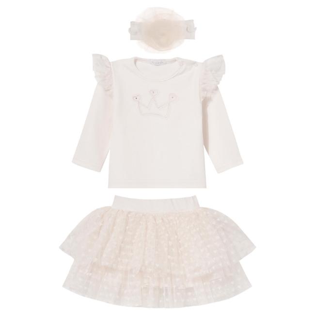 Picture of Sofija Baby Sabrina Collection Top & Tulle Heart Skirt & Headband Set x 3 - Ivory