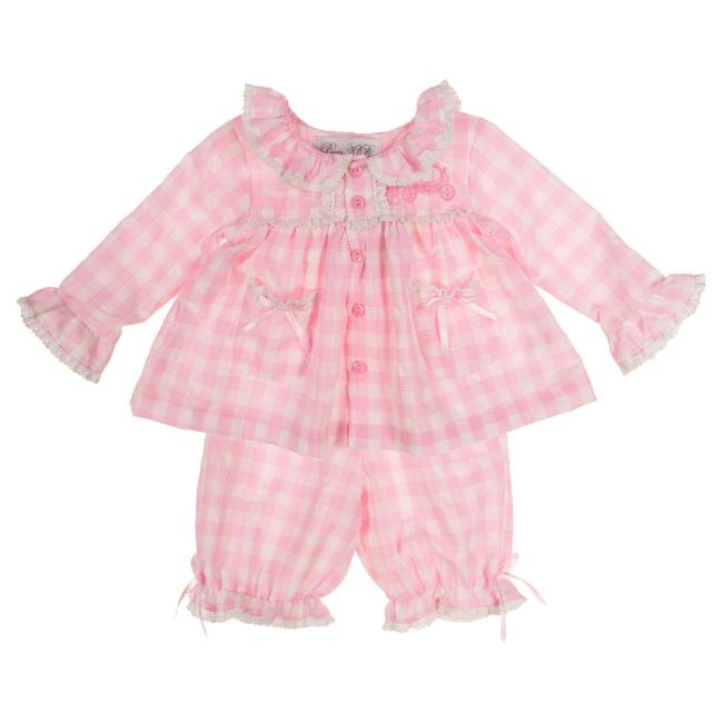 Picture of Beau KiD Baby Girls Check Pyjamas Set X 2 - Pink White
