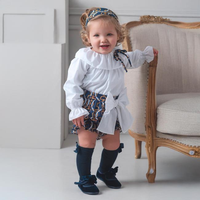 Picture of Rochy Baby Girls Vintage Chains Collection Jam Pant Set X 2 - White Navy