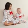 Picture of Caramelo Kids Baby Girls Winter AOP Christmas Sleepsuit - Ivory Red