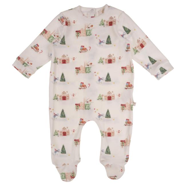 Picture of Caramelo Kids Baby Boys Winter AOP Christmas Sleepsuit - Ivory Red