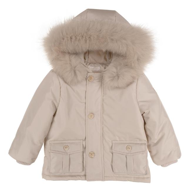 Picture of Bimbalo Baby Boys Hooded Jacket With Detachable Trim - Beige