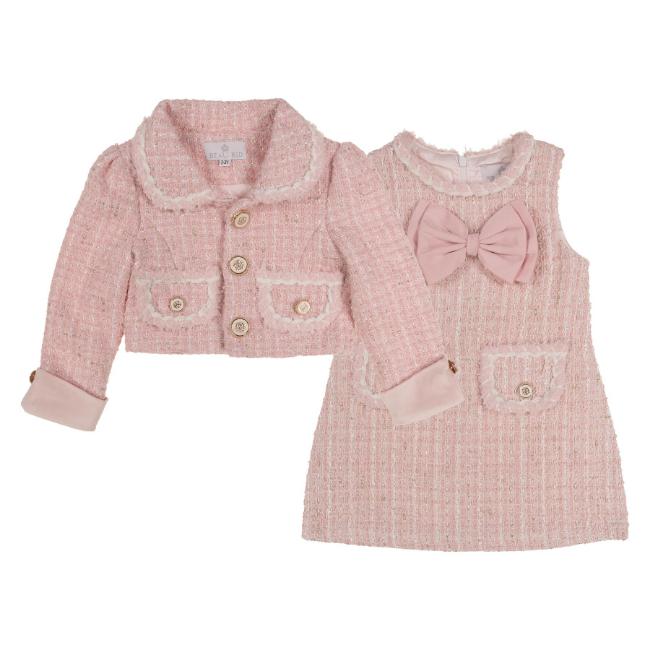 Picture of Beau KiD Girls Tweed Dress & Jacket Set  X 2 - Pink White Gold