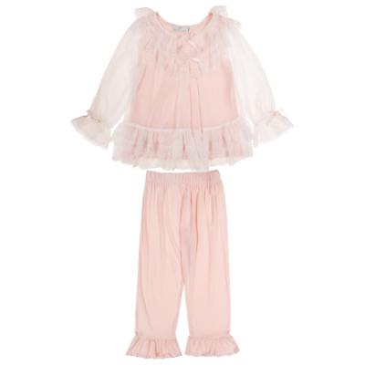 Picture of Beau KiD Girls Ruffle Pyjamas With Lace - Pink Ivory