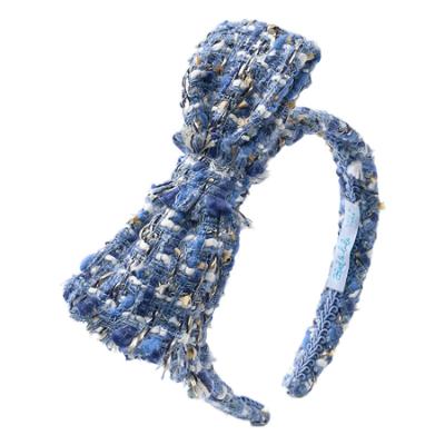 Picture of Abel & Lula Girls Tweed Bowtie Headband - Sky Blue