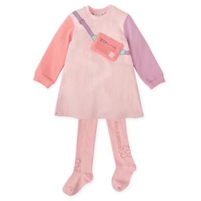Picture of Agatha Ruiz De La Prada Winter Collection Girls Dress & Tights Set X 2 - Pink Lilac Peach