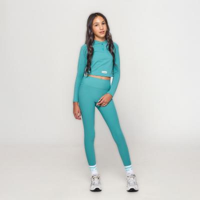 Picture of Ansandro Kids Activewear Ribbed Zipped Top & Leggings Set - Midnight Teal