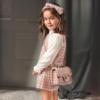 Picture of Abel & Lula Girls Tweed Bowtie Headband - Petal Pink