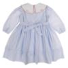Picture of Sarah Louise Girls Smocked Bodice Wide Collar Dress - Pale Blue Coral