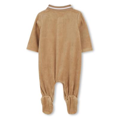Picture of BOSS Baby Boys Logo Velour Sleepsuit - Beige