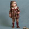 Picture of Foque Girls Check Dress & Panties Set  - Brown Beige