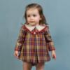 Picture of Foque Girls Check Dress & Panties Set  - Brown Beige