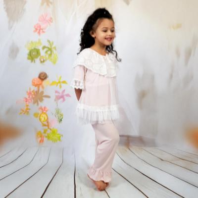 Picture of Beau KiD Girls Lace Ruffle Pyjamas - Pink Ivory