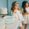 Picture of Deolinda Chic Girls Tweed & Pearl Puff Sleeve Empire Dress - Ivory Gold
