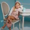 Picture of Deolinda Chic Girls Faux Fur & Velour Puffball Skirt & Top Set X 2 - Pink Multi