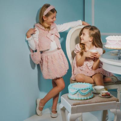 Picture of Deolinda Chic Girls Faux Fur & Velour Waistcoat- Pink Multi