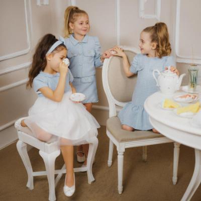 Picture of Deolinda Chic Girls Tweed Dress With Tulle Skirt - Blue