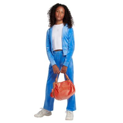 Picture of Juicy Couture Girls Panel Diamante Velour Hoodie & Straight Leg Jogger Set X 2 - Regatta Blue