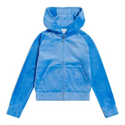 Picture of Juicy Couture Girls Panel Diamante Velour Hoodie & Straight Leg Jogger Set X 2 - Regatta Blue